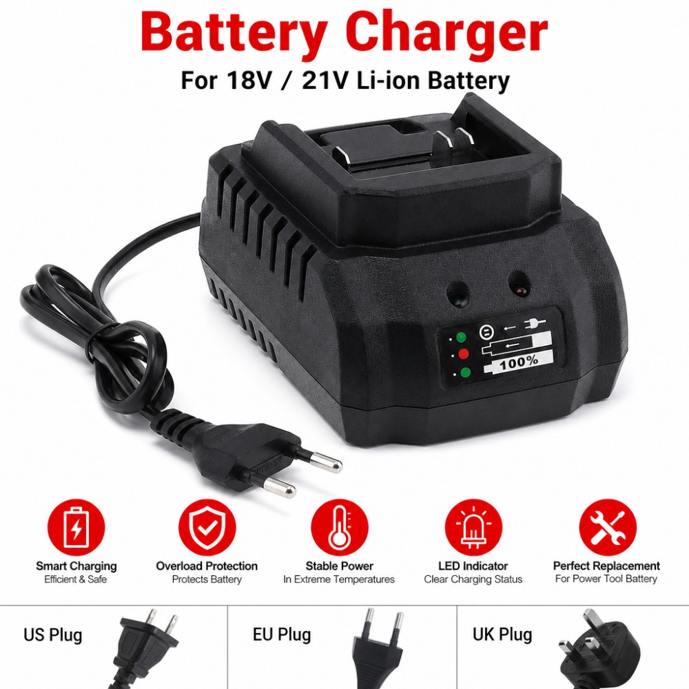 Brushless Cordless Electric Drill 18V - Chargeur de batterie 18V 21V compatible